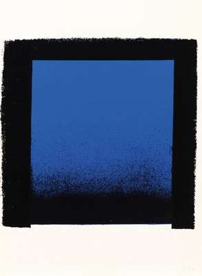 Rupprecht Geiger, 1908-2009, Blau-Schwarz auf Weiß, Serigraphie, re unten handsign., Blattgr. 43,5x25,5 cm