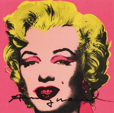 Andy Warhol, 1928-1987, Marilyn Monroe, Klappkarte, 1981, Farbserigraphie auf Karton, handsign, ca. 17,5 x 17,5cm, unter Glas gerahmt, gesamt 38x38 ...