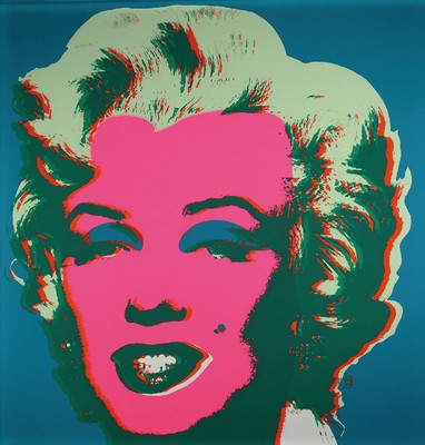 Nach Andy Warhol, Marilyn Monroe, Farbserigrafie, unter Glas gerahmt, ca. 90,5x91 cm, gesamt 101x101 cm