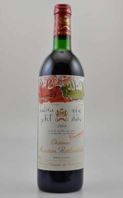 1 Flasche 1989 Chateau Mouton Rothschild, Pauillac, ca. 75 cl, 12.5 % Vol. Füllstand: top shoulder, sehr guter Erhaltungszustand, unverkostet, ...