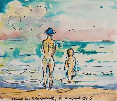 Otto Ditscher, 1903-1987, Strand am Skagerrak, Aquarell auf Papier, handsign., dat. 8 August 1968, Blattgr. 22x26 cm, auf weißen Karton montiert, ...
