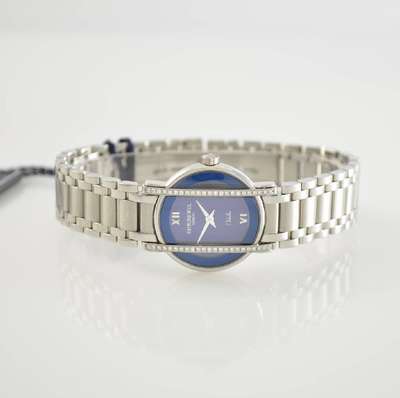 RAYMOND WEIL Damenarmbanduhr Othello, Schweiz um 2008, quarz, Edelstahlgeh. inkl. Gliederband m. dopp. Faltschließe, aufw. m. Diamanten besetzt, D. ...