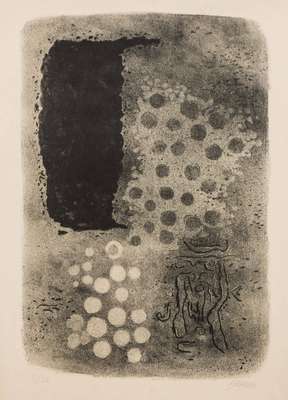Willi Baumeister, 1889-1955, Safer mit Punkten, 1953, Lithographie, handsign., num. 31/32, WVZ: Spielmann 2005 Nr. 143, Blattgr. 58,5x45,5 cm, unter ...