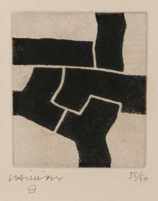 Eduardo Chillida, 1924-2002, Zapatu, 1972, Aquatintaradierung auf Arches France, handsign., num. 35/50, Hrsg. Maeght Editeur Paris, WVZ: Van der ...