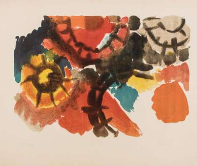 Ernst Wilhelm Nay, 1923-1968, Gelb, Blau, Grau, Braun, Schwarz, Rot, Orange, Farblithografie, 1958, handsign., num. 75/150, WVZ: Karlheinz Gabler ...