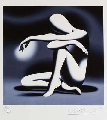 Mark Kostabi, geb. 1960 USA, Embracing the hour, Pigmentdruck auf handgemachtem Baumwollpapier, handsign., dat. 2017, num. 23/50, Blattgr. 63,5x61 cm