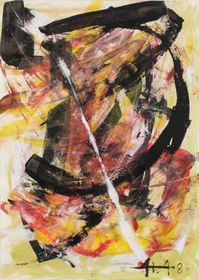 Albert Fürst, 1920-2014, Acryl/Papier, sign., dat. 84, Blattgr. ca. 70x50 cm, unter Glas gerahmt, gesamt 94x63 cm