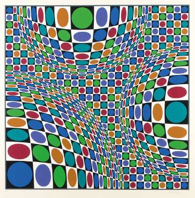 Victor Vasarely, 1906-1997, Farbserigraphie, "VI-VA", aus 1978, Edition Denise René, handsign., num. 28/250, ca. 78x78 cm, unter Glas ...