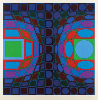 Victor Vasarely, 1906-1997, Farbserigraphie, "VI-VA", aus 1978, Edition Denise René, handsign., num. 28/250, ca. 78x78 cm, unter Glas ...