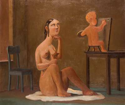 Stephanus Heidacker, geb. 1959 Ostercappeln, Im Atelier, 1997, Öl/Lwd, sign., verso erneut signiert, betitelt, dat., ca. 85x100 cm, Rahmen