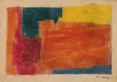 Jürgen von Hündeberg, 1922 Dresden-1996 München, Abstrakte Komposition, Pastell auf Papier, sign., Knickfalte, ca. 20x28cm, unter Glas gerahmt, ...