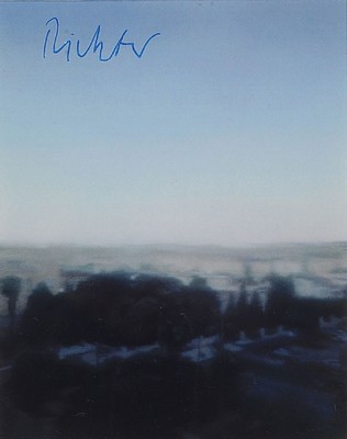 Gerhard Richter, geb. 1932, Kunstpostkarte, handsign., ca. 15x10,5 cm, unter Glas gerahmt,gesamt 40x35 cm