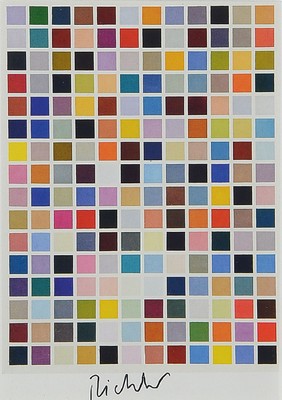 Gerhard Richter, geb. 1932, Kunstpostkarte, handsign., ca. 15x10,5 cm, unter Glas gerahmt,gesamt 40x35 cm