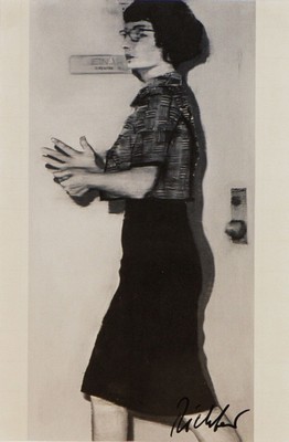 Gerhard Richter, geb. 1932, Kunstpostkarte, handsign., ca. 15x10,5 cm, unter Glas gerahmt, gesamt 40x35 cm