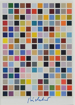 Gerhard Richter, geb. 1932, Kunstpostkarte, handsign., ca. 15x10,5 cm, unter Glas gerahmt,gesamt 40x35 cm