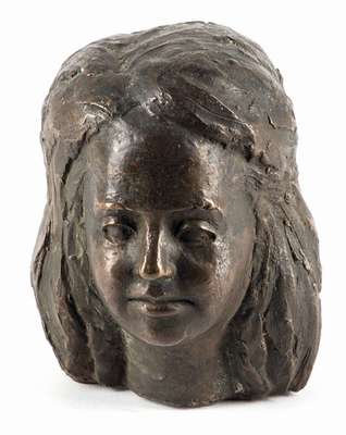 Konrad Kurtz, geb. 1934 Passau, Mädchenkopf, Bronzeskulptur, dunkel patiniert,innen signiert und datiert 1987, H.ca. 17.5cm