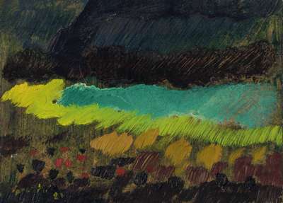 Siegward Sprotte, 1913 Potsdam-2004 Sylt, Landschaft, Öl/Hartfaser, li unten sign., dat.1980, ca. 13x18 cm, im Künstlerrahmen gerahmt, dieser verso ...