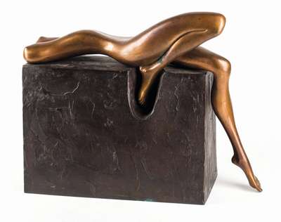 Bruno Bruni, geb. 1935 Gradara, La Straiata, Bronzeskulptur mit goldener und brauner Patina, sign., num. 4/90, ca. 39x42 cm