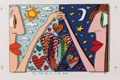 James Rizzi, 1950-2011, Love is in the air, Lithografie, sign., dat. 89, Motiv 34x46,5 cm
