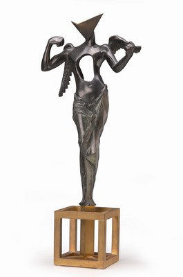 Salvador Dali, Surrealistischer Engel, Bronzeskulptur, sign., num. 846/1500., H. 57 cm, inkl. Zertifikat und Buch