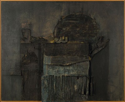 Lucio Munoz, 1929-1998 , Mischtechnik/ Holzplatte ,gr. ca. 86x104,5 cm