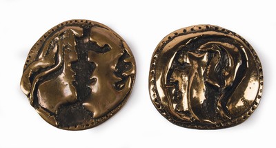 Helmut Lander, 1924 Weimar-2013 Darmstadt, Konvolut aus 2 Bronzeplaketten, je sign., Monogrammiert La. 84, Auflage 20, d.10 cm