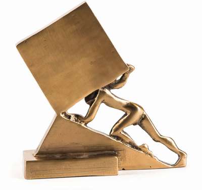 Helmut Lander, 1924 Weimar-2013 Darmstadt, Sisyphos, Bronzeskulptur, am Boden sign., dat. 84, num. 3/10, ca. 21x21 cm