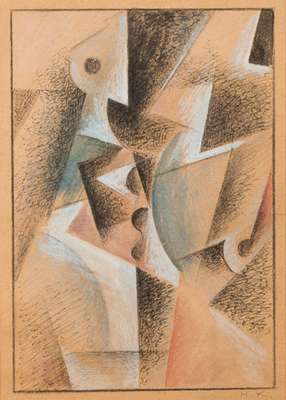 Nina Osipovna Kogan, 1887 St. Petersburg-1942 Leningrad, Komposition, Kreide/Bleistift/Aquarell auf Papier, re unten monogram. H.K. (kyrillisch für ...