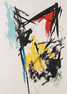 unbekannter Künstler, Lithografie, sign., num. 57/85, Blattgr. 75,5x53,5 cm, unter Glas gerahmt, gesamt 91x71cm