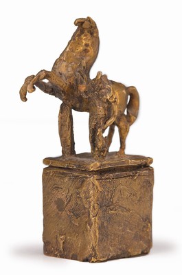 Joseph Michael Neustifter, geb. 1949 Eggenfeld, Reiter mit Pferd, Bronzeskulptur,sign., ca. 14,5x5x9 cm,