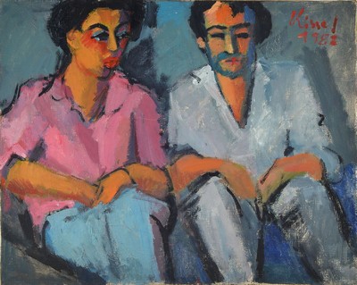 Gernot Kissel, 1939-2008 Worms, Paar, Öl auf grober Leinwand, rechts oben signiert und datiert 1982, ca. 80x100cm