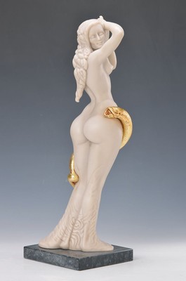 Ernst Fuchs, 1930-2015, Frau Lot, Skulptur, Kunstguss, teilvergoldet, num. 249/500, sign.,Steinplinthe, H. ca. 44cm
