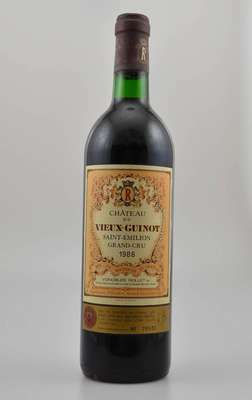 1 Flasche 1986 Chateau Vieux-Guinot, Saint-Emilion Grand Cru, ca. 75 cl, 12,5 % Vol., Füllstand: ca. into neck, guter Erhaltungszustand, unverkostet