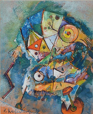 Bernd Kastenholz, geb. 1949 Speyer, tätig in Gleisweiler, Studium an der Akademie Stuttgart, mehrfach ausgezeichnet, Öl und Gouache auf Malkarton, ...
