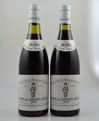 2 Flaschen 1985 Bouchard Pere & Fils Vigne de L'enfant Jesus, Beaune Premier cru, je ca. 75 cl, Abstand zwischen Kapsel und Wein: ca. 1,5-2,5 ...
