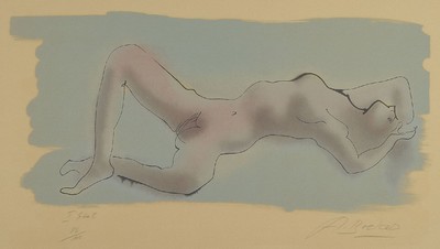 Arno Breker, 1900 Elberfeld - 1991 Köln, zwei Lithographien: zwei Akte, handsigniert, ca. 22.5x 18cm/45 x 40 cm, PP., Rahmen und liegender ...