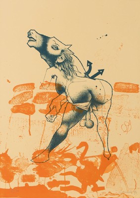 Giuseppe Guerreschi, 1929-1985, Surreale Komposition, handsign., num. 18/100, Blattgr. 50x70 cm