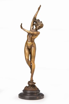 Harriet Whitney Frishmuth, 1880-1980, Crest of the wave, Bronzeskulptur auf Steinsockel, sign., H. 48 cm