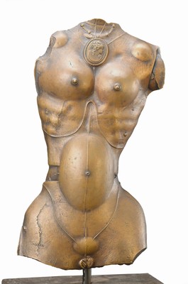 Paul Wunderlich, 1927 Eberswalde - 2010 Saint-Pierre-de-Vassols, weiblicher und männlicher Torso, Bronze, patiniert, ca. 40 x 15 x 11.5 cm, auf ...
