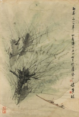 Shan Fan, geb. 1959, Eine Ahnung von Frühling, Tusche/Aquarell, sign., gestempelt, unter Glas gerahmt, Motiv ca. 74,5x50 cm, gesamt ca. 81x61 cm