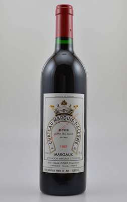 6 Flaschen 1987 Chateau Marquis D'Alesme, Margaux, Grand Cru Classe, je ca. 75 cl, 12 % Vol., Füllstände: je ca. into neck, Kapseln z.T. l. ...