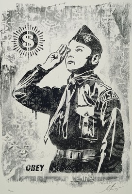 Shepard Fairey, geb. 1970, Obey, 2017, Farbsiebdruck - damaged stencil, handsign., num. 339/400, Blattgr. 61x46 cm