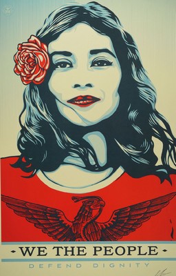 Shepard Fairey, geb. 1970, We are the people - defend dignity, Farbsiebdruck, handsign., offene Edition, Blattgr. 91x61 cm