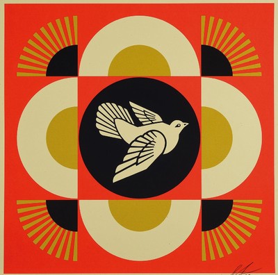 Shepard Fairey, geb. 1970, Friedenstaube Farbsiebdruck, handsign., dat. 2017, num. 213/300, Blattgr. 46x46 cm