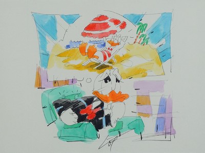 Wolfgang Loesche, geb. 1947, Aquarell, sign., Blattgr. 21,5x27 cm, unter Glas gerahmt, gesamt 34,5x44,5 cm