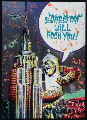Sand, Street Artist aus Mailand, Mischtechnik/Hartfaser, verso sign, ca. 72x52 cm