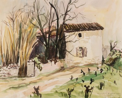Karl Hufnagel, 1906-1995, St. Hyppolyte, Aquarell, sign., dat. 11.4.77, Blattgr. 49,5x61 cm, im PP