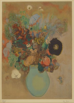 Odilon Redon, 1840-1916, Bouquet des fleurs, Farblithographie von Charles Sorlier, in der Platte signiert, num. 172/200, ca. 55x40cm/71.5x56.5cm, ...
