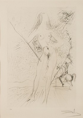 Salvador Dali, 1904-1989, Aktdarstellung, Radierung, rechts unten signiert, Passepartout, unter Glas gerahmt, ca. 73x52cm/99x73cm