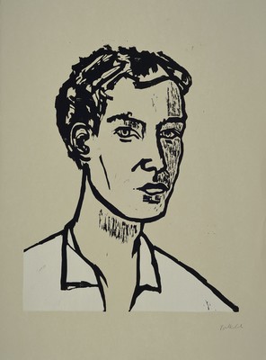 Stephan Balkenhol, geb. 1957, Großer Kopf, Lithografie, handsign., Blattgr. 76x56,5 cm